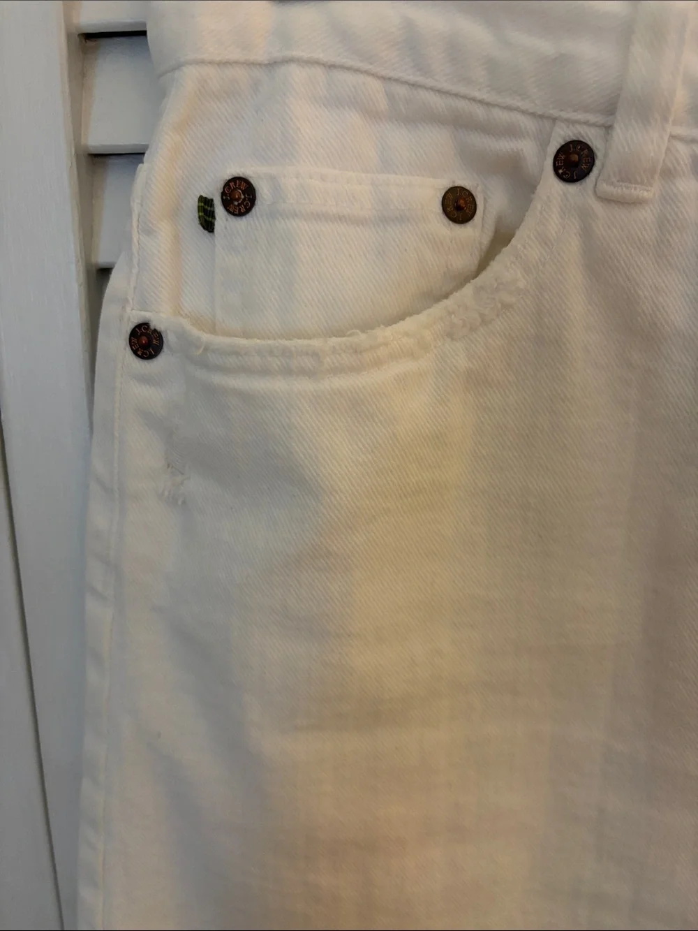 J. Crew White Denim Mini Skirt with Frayed Hem